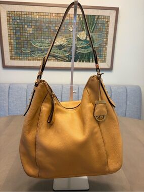 Michael Kors Pebbled Leather Hobo in Camel with Gold Hardware